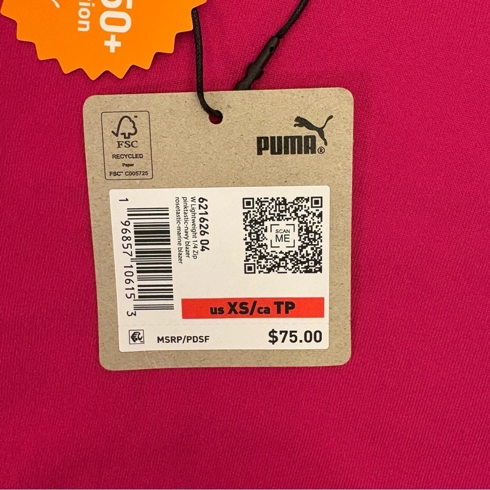 Puma Womens 1/4 Zip Top Size XS Long Sleeves Pink Navy White Golf Jacket NWT $75 - Picture 13 of 16